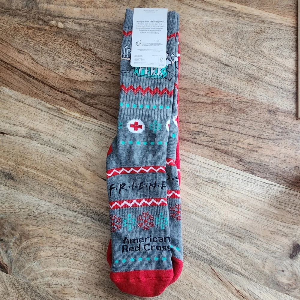 Friends Central Perk and American Red Cross Snowflake Socks